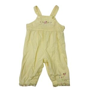 Vtg Baby Headquarters Embroidered‎ Flower Overalls Romper Baby Girl 6-9mo CUTE!!